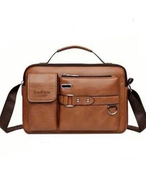 NWT CarlKimu Vintage  Camel Tan Shoulder Spacious Multi-Pocket Office Travel Bag